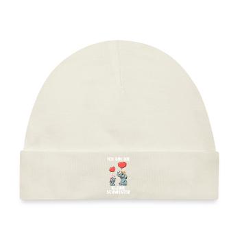 Elefanten kleine Schwester Ich bin die kleine - Baby Premium Organic Mütze - Naturweiß - Vorne
