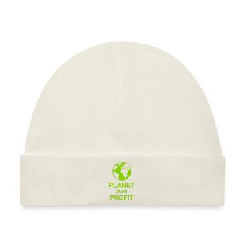 planet over profit Zitat - Baby Premium Organic Mütze - Naturweiß - Vorne