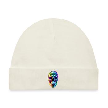 Neonfarbener Totenkopf - Baby Premium Organic Mütze - Naturweiß - Vorne