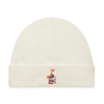 Fuchs auf Bücherstapel - Baby Premium Organic Mütze - Naturweiß - Vorne