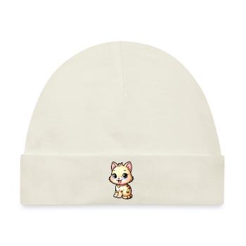 Playful Kitty - Cute and Adorable - Baby Premium Organic Mütze - Naturweiß - Vorne