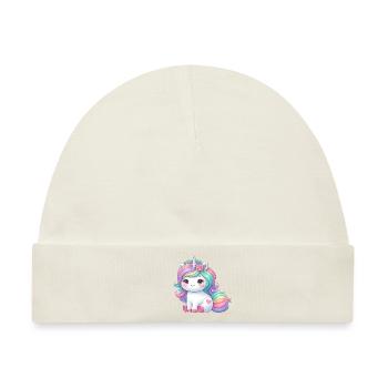 Einhorn Silver - Baby Premium Organic Mütze - Naturweiß - Vorne
