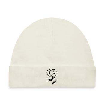 Rosa Blume - Baby Premium Organic Mütze - Naturweiß - Vorne