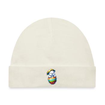 Eisbär Schlüpft Osterei Cartoon - Baby Premium Organic Mütze - Naturweiß - Vorne