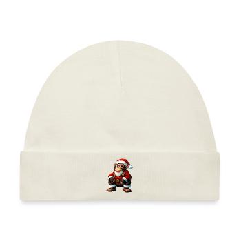 Äffchen Weihnachten / Weihnachtsmann Äffchen - Baby Premium Organic Mütze - Naturweiß - Vorne