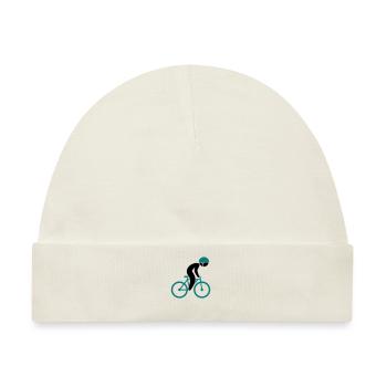 Ein Rennradfahrer auf seinem Rennrad - Baby Premium Organic Mütze - Naturweiß - Vorne