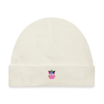 eule ,boot,papierhut,bunt,illustration,pink - Baby Premium Organic Mütze - Naturweiß - Vorne