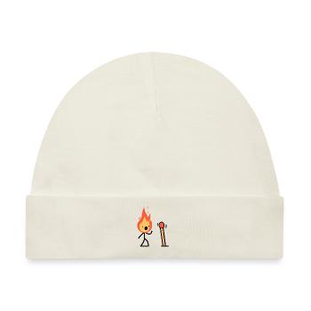 Strichmännchen Feuerteufel Feuer Kopf Streichholz - Baby Premium Organic Mütze - Naturweiß - Vorne
