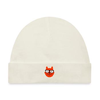 Schlaue Nerd Katze Hornbrille Geek Kätzchen Brille - Baby Premium Organic Mütze - Naturweiß - Vorne