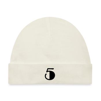 5. 5 JAHRE. 5-JÄHRIGES JUBILÄUM. GEBURTSTAG 5 JAHRE. 5 - Baby Premium Organic Mütze - Naturweiß - Vorne
