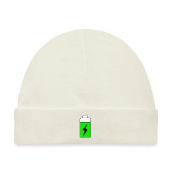 batterie grün - Baby Premium Organic Mütze - Naturweiß - Vorne