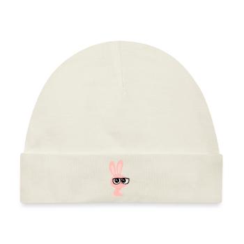 Hase mit Brille - Baby Premium Organic Mütze - Naturweiß - Vorne