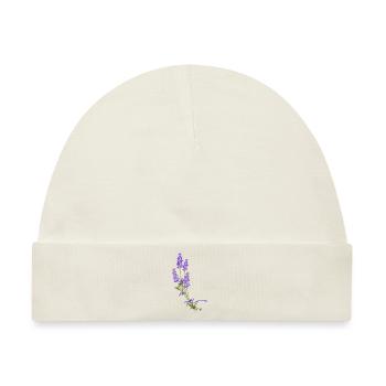 Lavendel Blumen mit einem lila Schleife gebunden - Baby Premium Organic Mütze - Naturweiß - Vorne