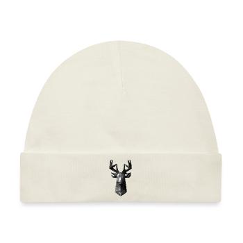 Polygon Design Hirsch Tierkopf - Baby Premium Organic Mütze - Naturweiß - Vorne