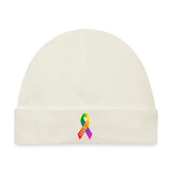 Queer Regenbogen Schleife Friedenszeichen - Baby Premium Organic Mütze - Naturweiß - Vorne