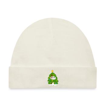 Katze und Weihnachtsbaum - Baby Premium Organic Mütze - Naturweiß - Vorne