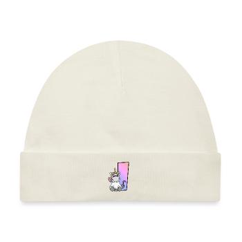 Einhorn Buchstabe I - Baby Premium Organic Mütze - Naturweiß - Vorne