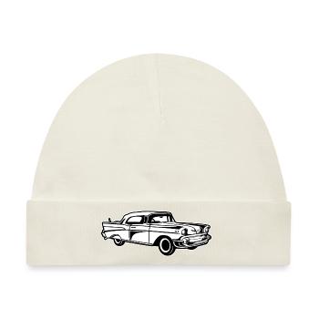 Chevy Bel Air / Oldtimer 01_schwarz weiß - Baby Premium Organic Mütze - Naturweiß - Vorne