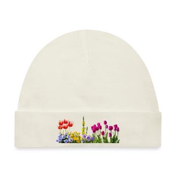 pansy stiefmuetterchen blumen flowers tulpen tulip - Baby Premium Organic Mütze - Naturweiß - Vorne