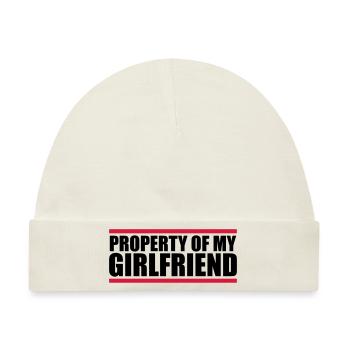 balken property of my girlfriend spruch design eig - Baby Premium Organic Mütze - Naturweiß - Vorne