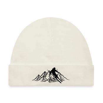 logo berge ski fahren runter berg winter sport spa - Baby Premium Organic Mütze - Naturweiß - Vorne