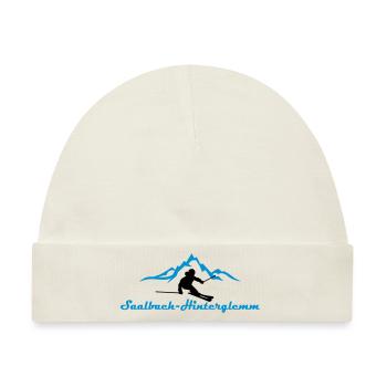 Winter - Skifahrer Berge Saalbach - Baby Premium Organic Mütze - Naturweiß - Vorne