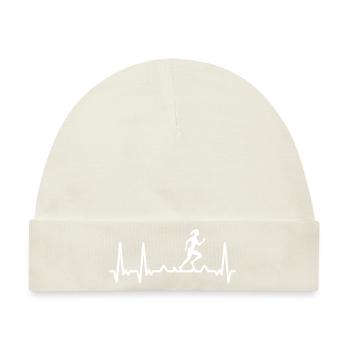 Running Heartbeat Läuferin Herzschlag Sport Puls - Baby Premium Organic Mütze - Naturweiß - Vorne