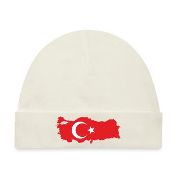 Türkei T-Shirt mit Landkarte und Flagge - Türkiye! - Baby Premium Organic Mütze - Naturweiß - Vorne