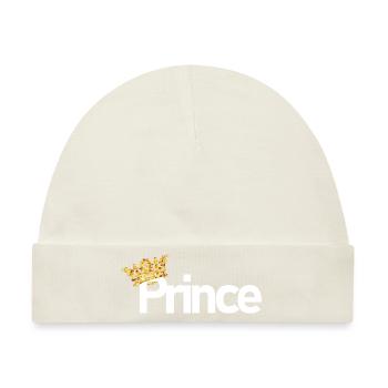 Prinz mit Goldener Krone - Baby Premium Organic Mütze - Naturweiß - Vorne