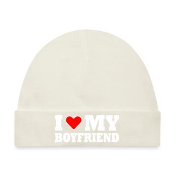 I love my boyfriend - Baby Premium Organic Mütze - Naturweiß - Vorne