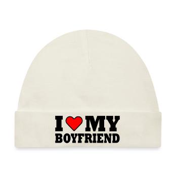 I love my boyfriend - Baby Premium Organic Mütze - Naturweiß - Vorne