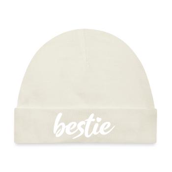 bestie Beste Bester Best Herzchen - Baby Premium Organic Mütze - Naturweiß - Vorne