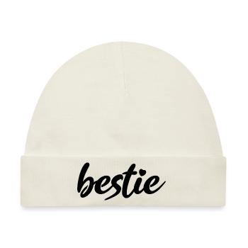 bestie Beste Bester Best Herzchen - Baby Premium Organic Mütze - Naturweiß - Vorne