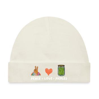 Frieden Liebe Und Gurken Liebhaber Essen Vintage - Baby Premium Organic Mütze - Naturweiß - Vorne
