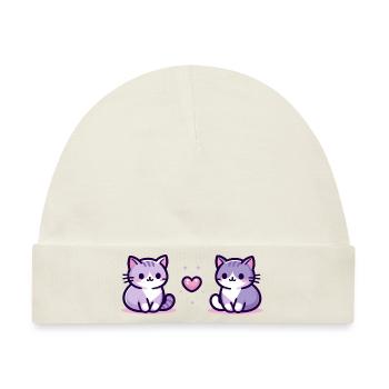 Katzen mit kleinem Herz - Baby Premium Organic Mütze - Naturweiß - Vorne