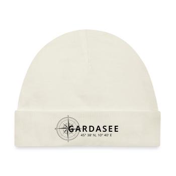 Gardasee (Lago di Garda) Kompass - Baby Premium Organic Mütze - Naturweiß - Vorne