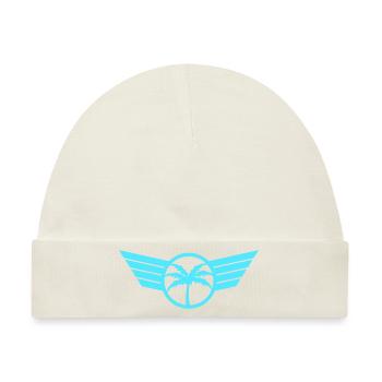 Palme Logo Flügel Wappen Emblem Symbol Sonne Blau - Baby Premium Organic Mütze - Naturweiß - Vorne