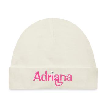 Adriana Name Ballonschrift - Baby Premium Organic Mütze - Naturweiß - Vorne