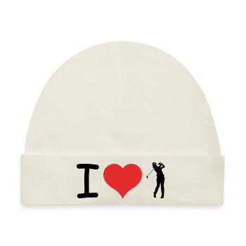 I love Golf - Relatable Sports Sticker - Baby Premium Organic Mütze - Naturweiß - Vorne