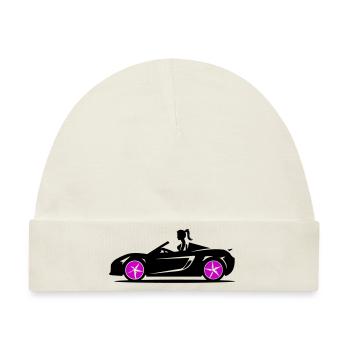 Frau Sportwagen Cabrio Auto - Baby Premium Organic Mütze - Naturweiß - Vorne