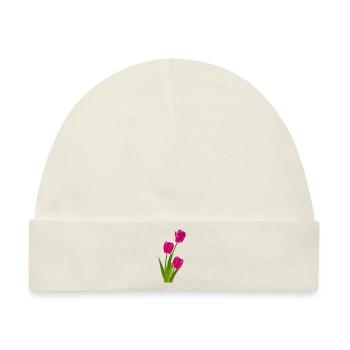 Tulpe Geschenk Geschenkidee - Baby Premium Organic Mütze - Naturweiß - Vorne