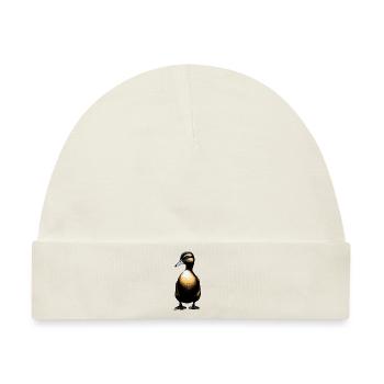 Kleines schwarzes Entlein süßes Tiermotiv Ente - Baby Premium Organic Mütze - Naturweiß - Vorne