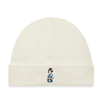 Japanerin im Kimono - Japan - Manga - Baby Premium Organic Mütze - Naturweiß - Vorne