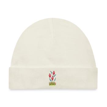Mohnkapsel Zeichnung abstrakt bunt, Hingucker - Baby Premium Organic Mütze - Naturweiß - Vorne