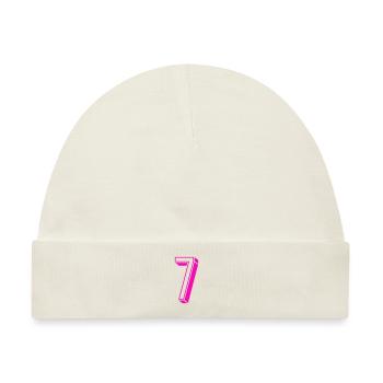 Zahl sieben - Nummer 7 pink Mädchen Trikotnummer - Baby Premium Organic Mütze - Naturweiß - Vorne