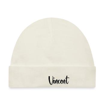 Vorname Vincent - Baby Premium Organic Mütze - Naturweiß - Vorne