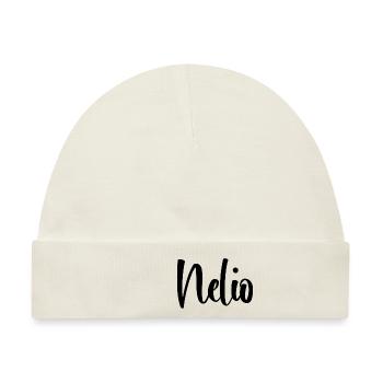 Vorname Nelio - Baby Premium Organic Mütze - Naturweiß - Vorne
