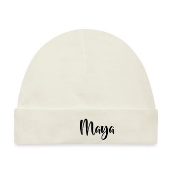 Name - Maya - Baby Premium Organic Mütze - Naturweiß - Vorne