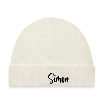 Vorname Simon - Baby Premium Organic Mütze - Naturweiß - Vorne