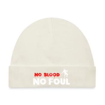 Basketball Slogan No Blood No Foul Vintage Look - Baby Premium Organic Mütze - Naturweiß - Vorne